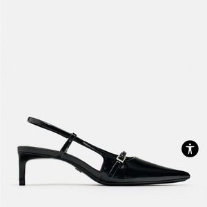 Zara Slingback heels. Size 8.5 Thin buckled straps at front. Pointed toe.